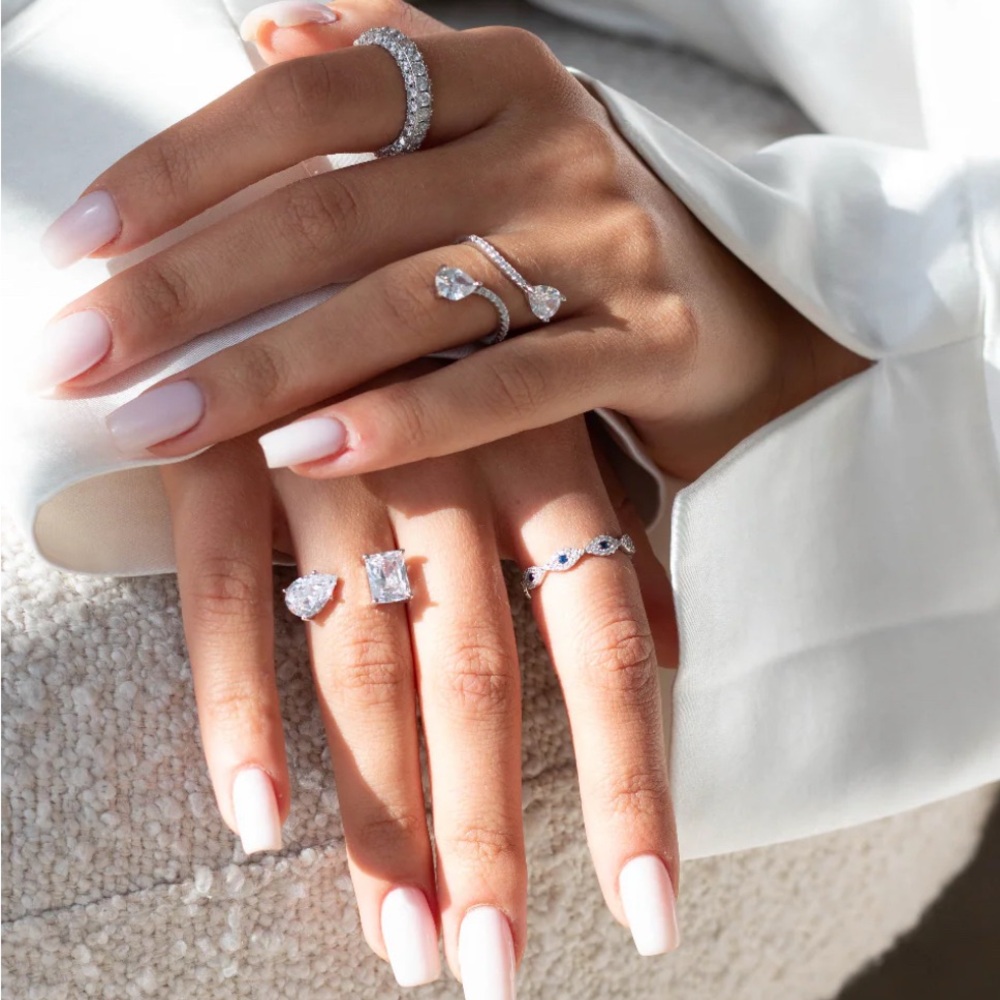 Dazzling Silver Diamond Ring- Rebecca Band Size 6